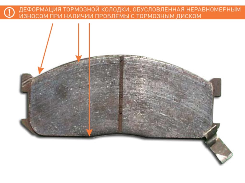 Неравномерный износ тормозной колодки